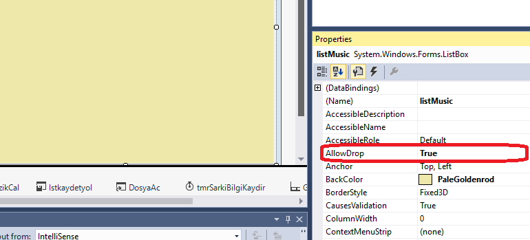Visual Studio AllowDrop - Setting