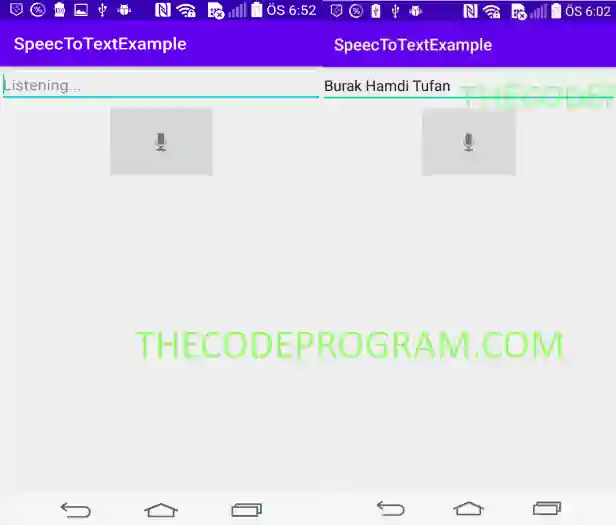 Android Speech to Text Example ScreenShot